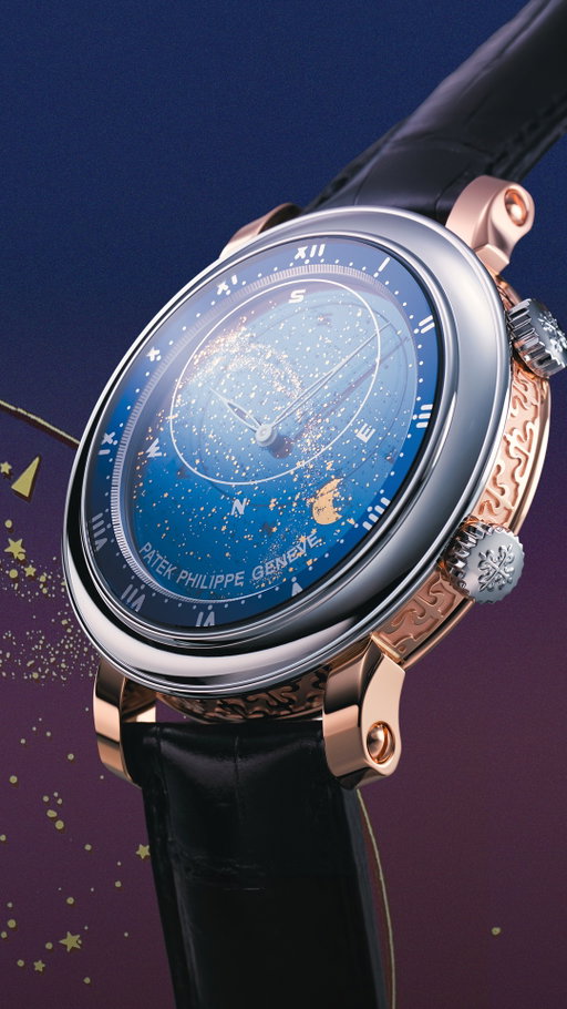 Launched in 2001, the Sky Moon Tourbillon (Ref. 5002) was the most complicated wristwatch in Patek Philippe's history at the time and remains its second most complicated to this day. It offers the wrist-worn distillation of the essence of the Star Caliber, and performs the philosophical feat of placing the mysteries of the cosmos quite literally within arm's reach. The defining innovation of this watch is that it is, in effect, two timepieces inside one wearable case of 42.8 mm diameter. It was created outside of the regular collection of watches.

On the back of the case, an astronomical display of the moon, Sirius, and the Milky Way is indicated, along with sidereal time. It takes the concept of the famed Graves and Packard watches a further historical step by moving the astronomical watch to the wrist. Patek engineers had to calculate the optimum gear train ratios to ensure the greatest possible accuracy for all combined celestial displays, and there was, apparently, an entire universe of more than 25 trillion ratios to choose from. 

The 12 complications and functions of the Sky Moon Tourbillon:

Dial side
1. Perpetual calendar
2. Date with flyback hand (retrograde display)
3. Day of week
4. Leap-year cycle
5. Month
6. Moon age

Movement
7. Minute repeater with two cathedral gongs
8. Tourbillon

Back side
9. Sidereal time
10. Moon phase
11. Orbit of the moon
12. Sky chart

#PatekTime #PatekPhilippe