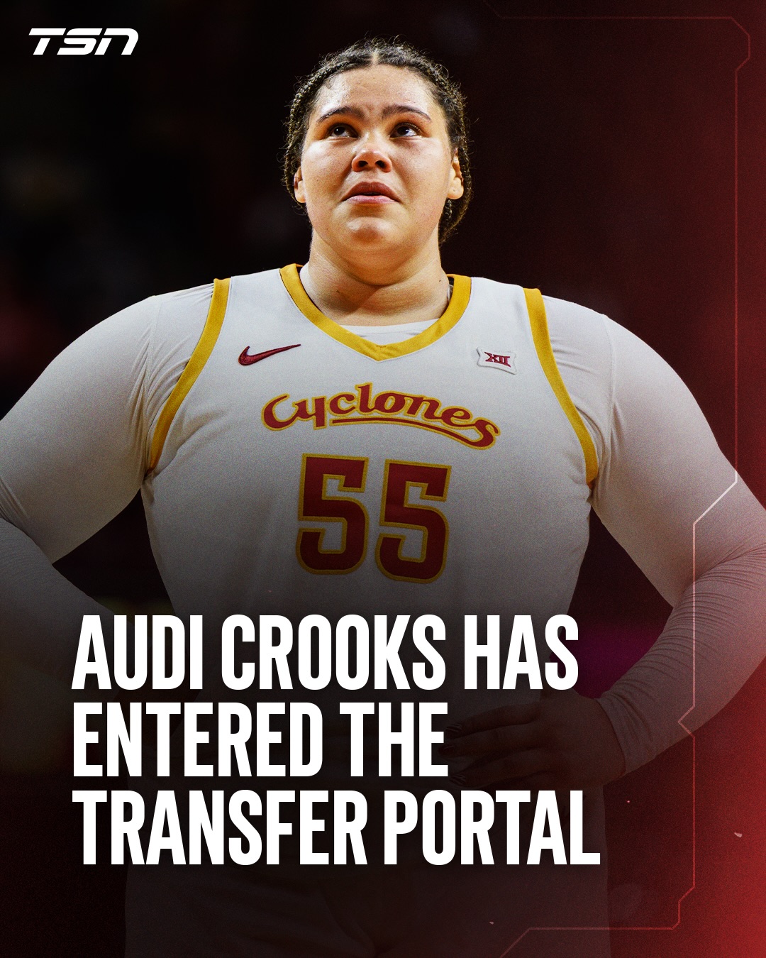 Iowa State’s Audi Crooks plans to enter the transfer portal, she announced on social media.

The nation’s second-leading scorer posted 25.8 PPG with the Cyclones this season, en route to a first-round exit in the NCAA Tournament vs. Syracuse.