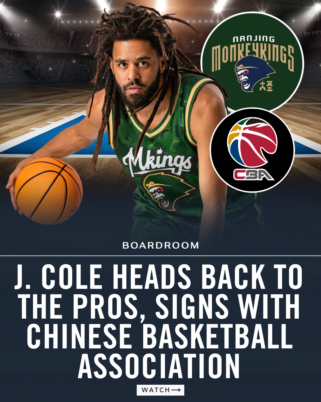 At 41, multi-Grammy Award-winning, multi-Platinum artist J. Cole is headed back to pro basketball with the CBA’s Nanjing Monkey Kings.⁠
⁠
Cole previously committed to playing a few games with the club last year and is now following through, marking his third stint in a professional league after runs with the Rwanda Patriots (BAL) in 2021 and the Scarborough Shooting Stars (CEBL) in 2022.⁠
⁠
The move comes shortly after the release of his latest album, ‘The Fall-Off,’ which debuted at No. 1 on the Billboard 200, as he prepares for a 73-date world tour this summer.⁠
⁠
(🎥: @swishcultures)