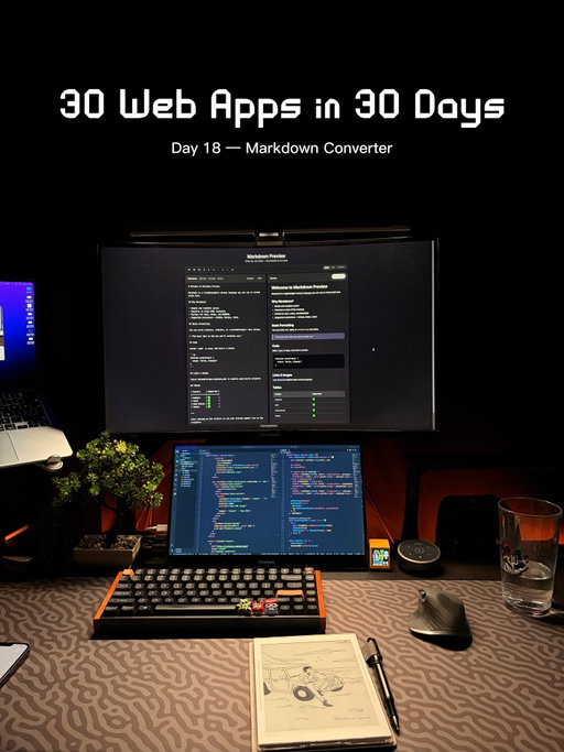 Comment MD 👇

Day 18/30 — Markdown Converter
Part of my 30 Web Apps in 30 Days series.

Turn raw markdown into clean, readable content instantly.
Perfect for notes, docs, and writing workflows.

Live preview makes everything easier to understand.

No signup. Simple and developer-friendly.