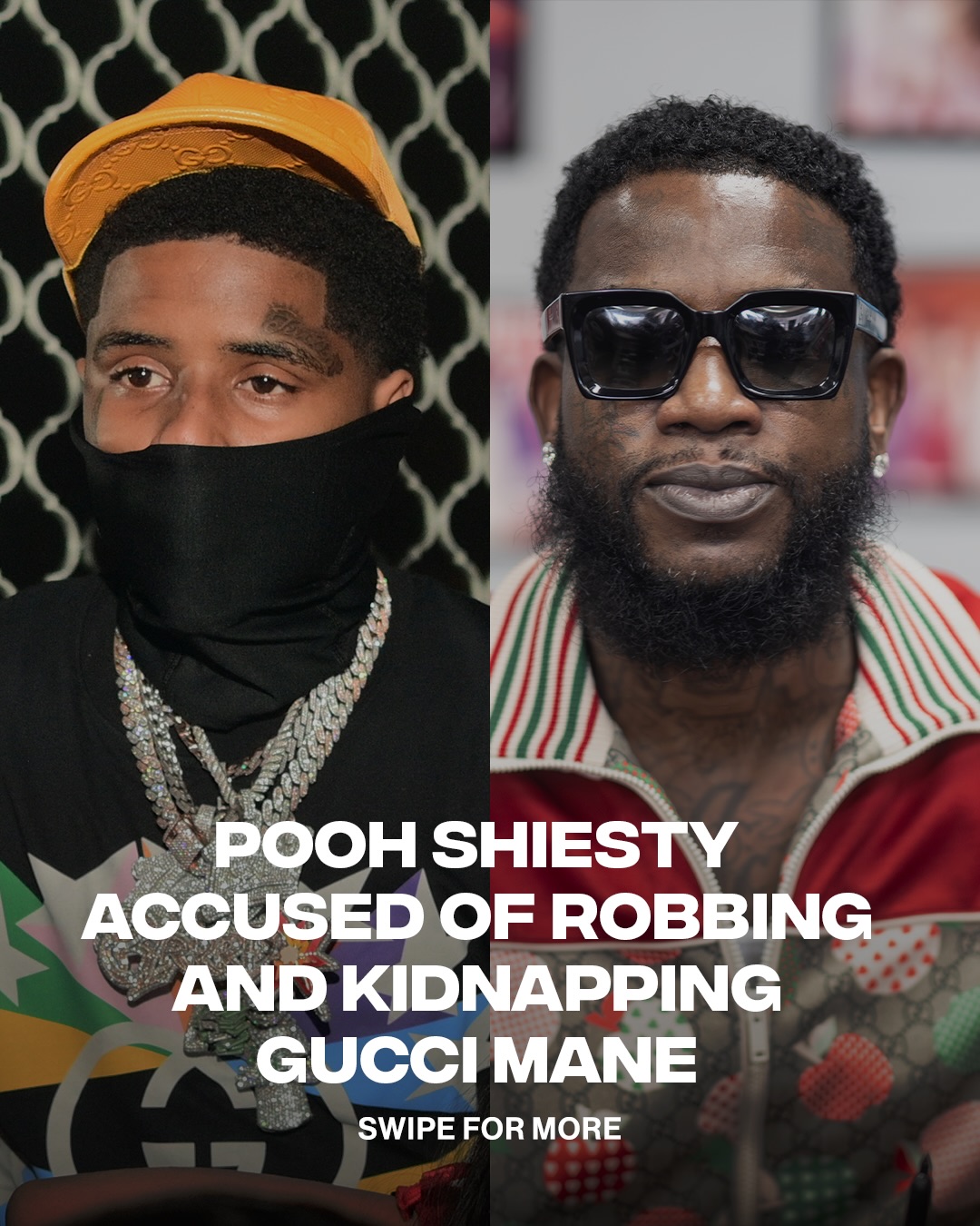 DOJ alleges Gucci Mane was kidnapped and robbed by Pooh Shiesty, Big 30, and others

On January 10, They allegedly forced him to sign release papers of a recording contract while being held at gunpoint and robbed of Rolex watches, jewelry and cash. 

Eight of the nine suspects were arrested on Wednesday

📸: Getty Images