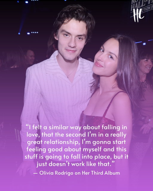 Olivia Rodrigo previously opened up about her songwriting process for her third album, which she finally revealed will be released this June!

“I felt a similar way about falling in love, that the second I’m in a really great relationship, I’m gonna start feeling good about myself and this stuff is going to fall into place, but it just doesn’t work like that,” she told British Vogue earlier this year.

She continued that “what I think being in love feels like” is “getting to the core of all of your issues: how you feel about yourself, your insecurities, what makes you joyful. It feels like the most raw form of you, which is so scary and terrifying and uncomfortable, sometimes, but beautiful at times.” 
(📸: Getty Images)