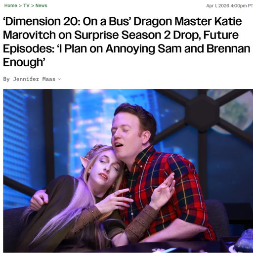 🧝‍♀️Dragon Master Katie Marovitch was interviewed by Variety about her ambitious plans for future seasons of D20 On A Bus (or possibly an underwater Waymo)

#dimension20 #d20onabus #katiemarovitch