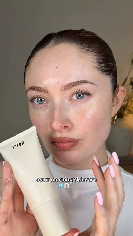Morning asmr skincare therapy 🫧🧖🏽‍♀️🧊🤍 #grwm #skincare #asmr #asmrskincare #skincaretherapy