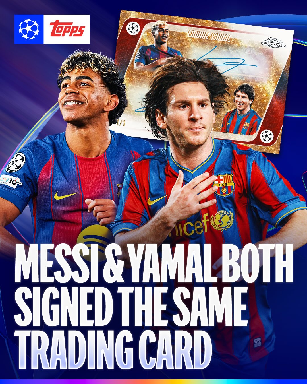 This one-of-a-kind Lionel Messi & Lamine Yamal card features both of their autographs 🤯✍️
 
👉 Follow @toppsfc for all the latest UEFA Champions League trading cards!
 
#UCLcardshowcase