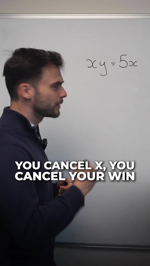 Don't just cancel out variables on both sides. You'll lose a solution. Here's why.