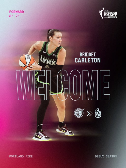 With our 1st pick in the WNBA Expansion Draft, we’ve selected Bridget Carleton from the Minnesota Lynx