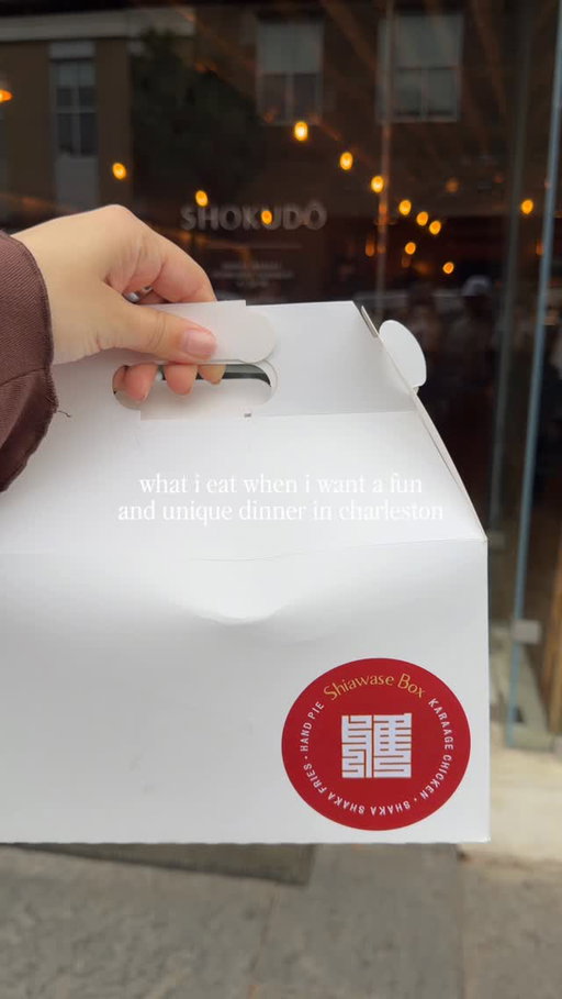 @shokudochs Shiawase Box is basically a grown up Happy Meal and I’m kind of obsessed!! 🥡

It comes with karaage chicken namban with egg salad, seasoned fries with spicy mayo, and a golden hand pie with roasted South Carolina apples and miso caramel. There’s also a little surprise takeaway item which made it feel even cuter 🤭 

The box is only available Monday, Wednesday and Thursday from 4-6pm!! 

We also tried the tuna belly and wagyu hand rolls on the side which were so good, but the box is definitely the main moment!!

Make sure you save this for your next Charleston dinner night out and follow @lilymurban for more Charleston recs ✨

#charleston #charlestonfoodie #happymeal #charlestonthingstodo #foodie