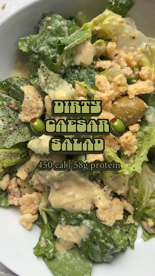 🫒🥬dirty caesar🥬🫒

COMMENT RECIPE - I will DM you the recipe to save 💚

DIRTY CAESAR

TOTAL NUTRITION: 433 cal | 57g protein | 20 carbs | 25g fat | 1g fiber

MISO CAESAR - makes 2 servings - 82 calories per serving 

2 tbsp light mayo
1 tbsp white miso paste (I get mine at Trader Joe’s)
Juice of one lemon
2 cloves garlic - grated
2 tbsp Parmesan cheese - grated
Black pepper to taste
2 tsp Dijon mustard
Dash or worchestershire
1 tbsp anchovy paste

DIRTY TUNA INGREDIENTS - makes 1 serving - 235 calories 
1 can @safecatchfoods wild ahi tuna - not drained
1 tsp garlic paste or minced garlic
1 tbsp capers
1/3 lemon - juices
5 bleu cheese olives

Combine ingredients in an air fryer basket with liner (this can be done in a pan, too) and air fry on 400 for 6 minutes

SALAD INGREDIENTS 
Chopped romaine lettuce
10 Parmesan crisps (I get these at my regular grocery store)
2 tbsp shaved Parmesan cheese

#safecatchpartner #weightloss #caloriedeficit #highprotein