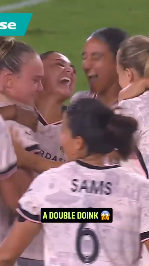 Gisele Thompson hits it cleanly from distance and it drops in off the post!