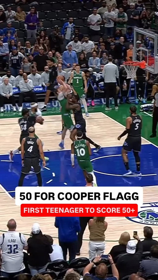 History in Dallas as @cooper_flagg becomes the first teenager in @nbahistory to score 50 points!