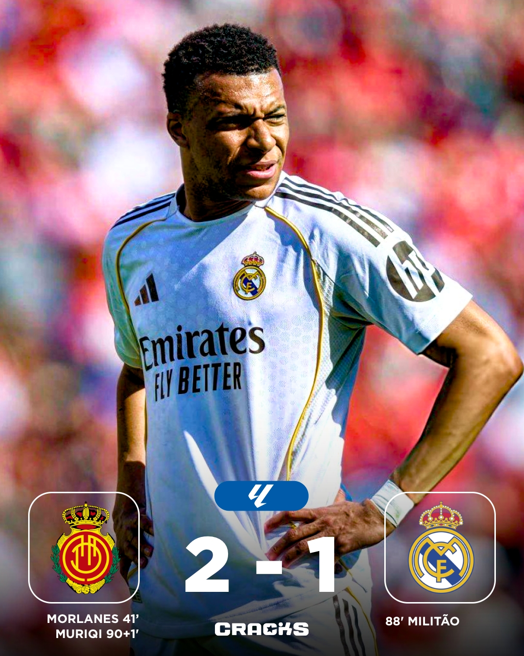 ➟ 𝙁𝙄𝙉𝘼𝙇 | Real Mallorca 2-1 Real Madrid 

OJO. El Madrid pierde antes de enfrentar al Bayern.

Jornada 30 🗓 | La Liga 🇪🇸