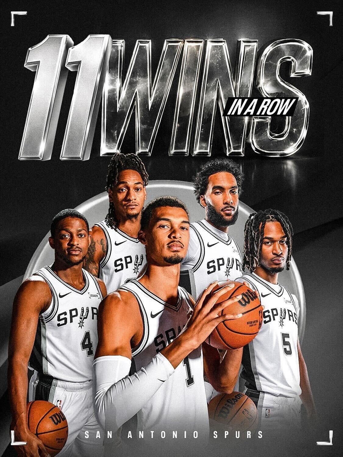 11 STRAIGHT WINS. 27-2 IN LAST 29. 👏 Wemby and the NBA’s hottest team can win their 60th game today! The #2 West @spurs face DEN at 3:00pm/et on Prime 🍿