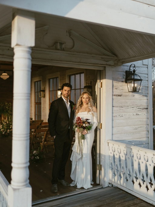 @CandiceKing and @Stevenakrueger are married! While they were both stars in the same TV franchise, the two never actually met on set. “We circled around each other for years as we both lived in Atlanta and worked on ‘The Vampire Diaries’ and ‘The Originals,’” Steven recalls. “We like to joke that we were probably in the same room a dozen times and never noticed each other.” It wasn’t until a cast reunion dinner in 2023 that they finally spoke to each other. Steven proposed to Candice at home in 2025 and the couple was initially planning on a big Nashville wedding with all their friends and family during the fall of 2026. Then, the pair found out the exciting news that they were expecting a baby boy, and their original plan went out the window. Instead, the actors tied the knot with just 15 guests. The pregnant bride wore a crepe gown by Grace Loves Lace for the occasion. Head to the link in our bio for a look inside their family-filled elopement at a Tennessee chapel. Photos: @Bushwhacked