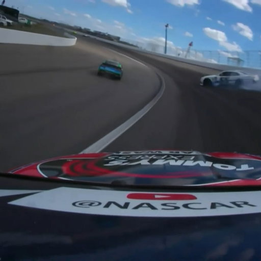 Watch out, Cleetus! 

Cleetus McFarland narrowly avoids a bad hit as Blake Lothian spins around to bring out the caution.