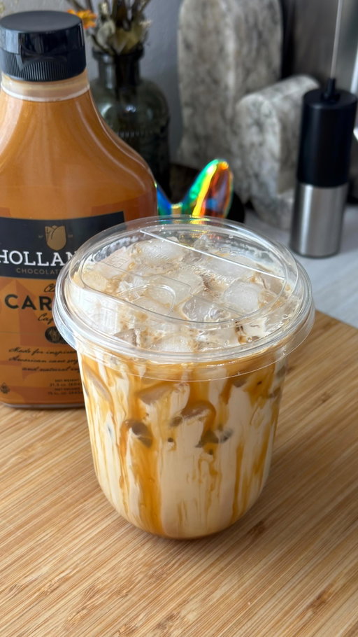 Dutch Bros Golden Eagle made at home with no espresso machine 

• 1/2 Tbsp of Vanilla Syrup 
• 1/2 Tbsp of Caramel Sauce 
• Double Shot of espresso (I used instant espresso)
• 6-8oz of Half n Half (depending on your cup size + amount of ice) 
• Caramel Drizzle 
• Compostable cups are the @tossware Arc cups + sip lids 

#dutchbros #goldeneagle #coffeeathome #espresso #icedlatte