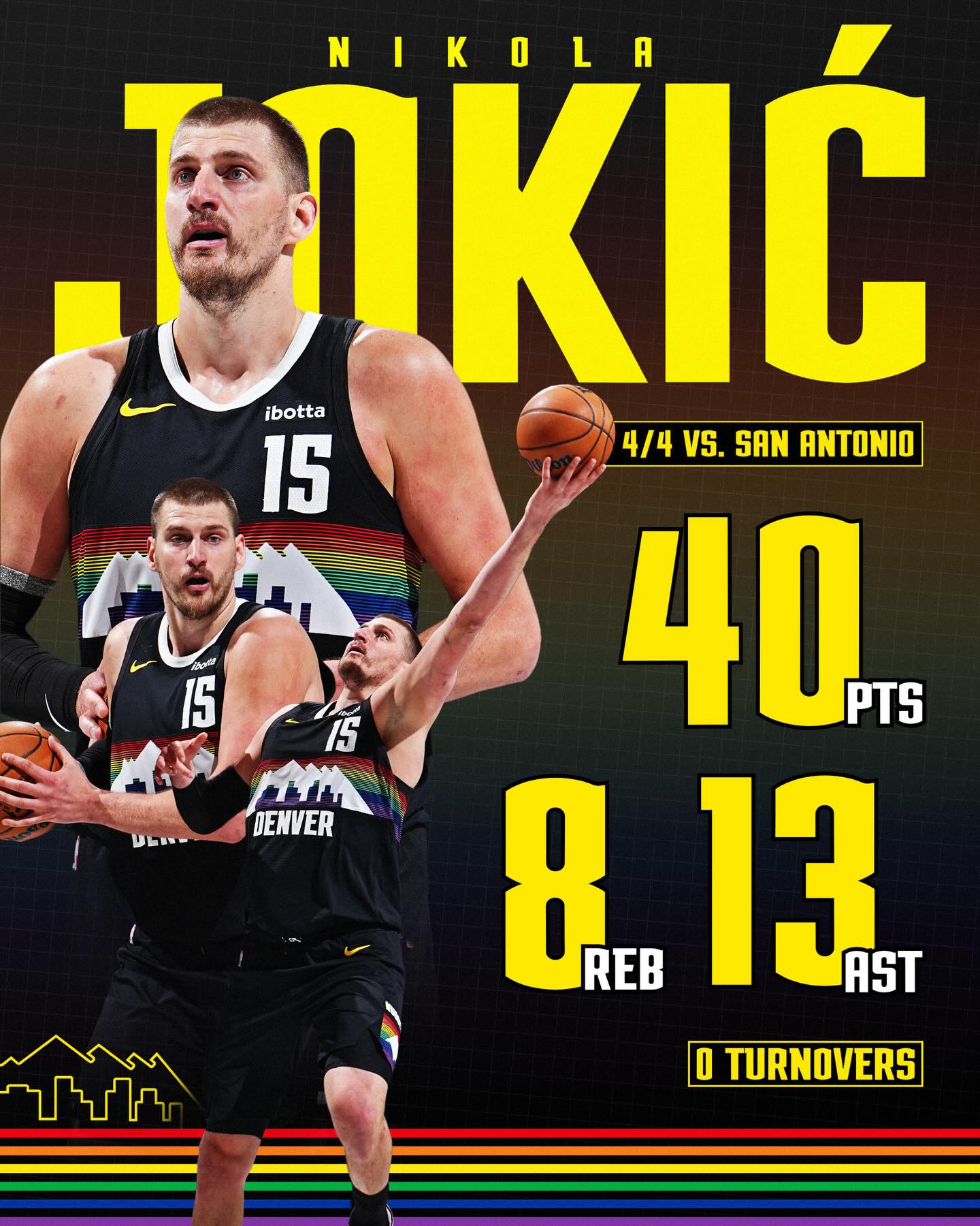 The FIRST center in NBA history to record 40+ PTS & 10+ AST with 0 TOV