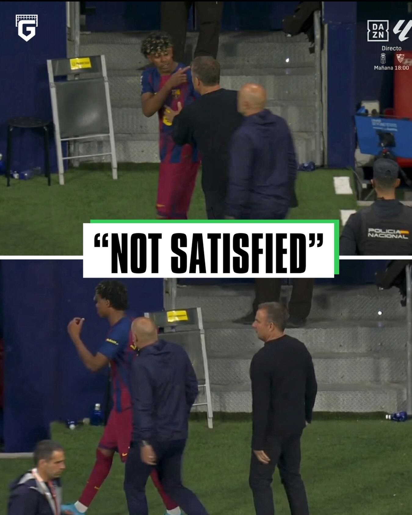 Lamine Yamal was visibly FURIOUS after the match vs Atletico Madrid. Hansi Flick tried to calm him down with no success...

He wasn’t satisfied with that perfomance despite the three points 👀😤