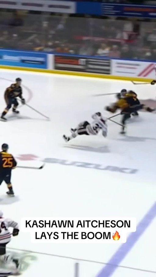 WHAT A HIT BY @kashawn.aitcheson 🔥🔥 

#OHL #Isles #Hockey