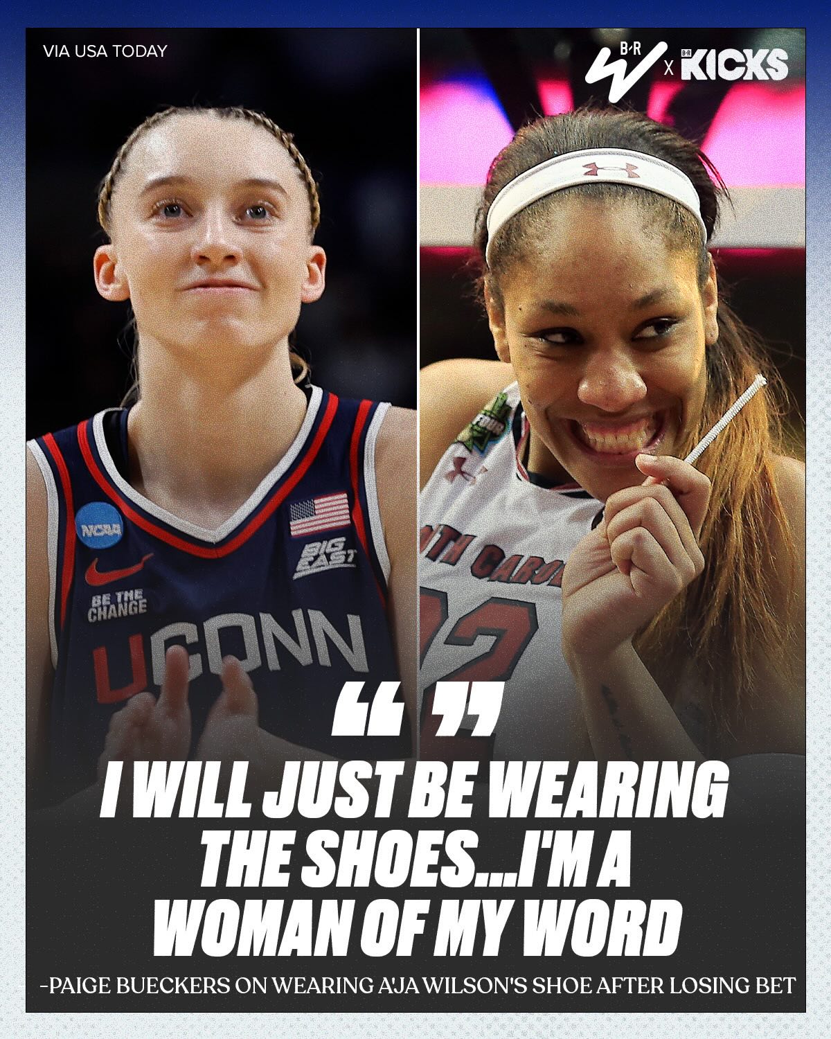 @paigebueckers will rock a South Carolina PE of the Nike A’Two after losing a bet to @aja22wilson following UConn’s Final Four loss 😭

(via @paigebueckers, @aja22wilson)