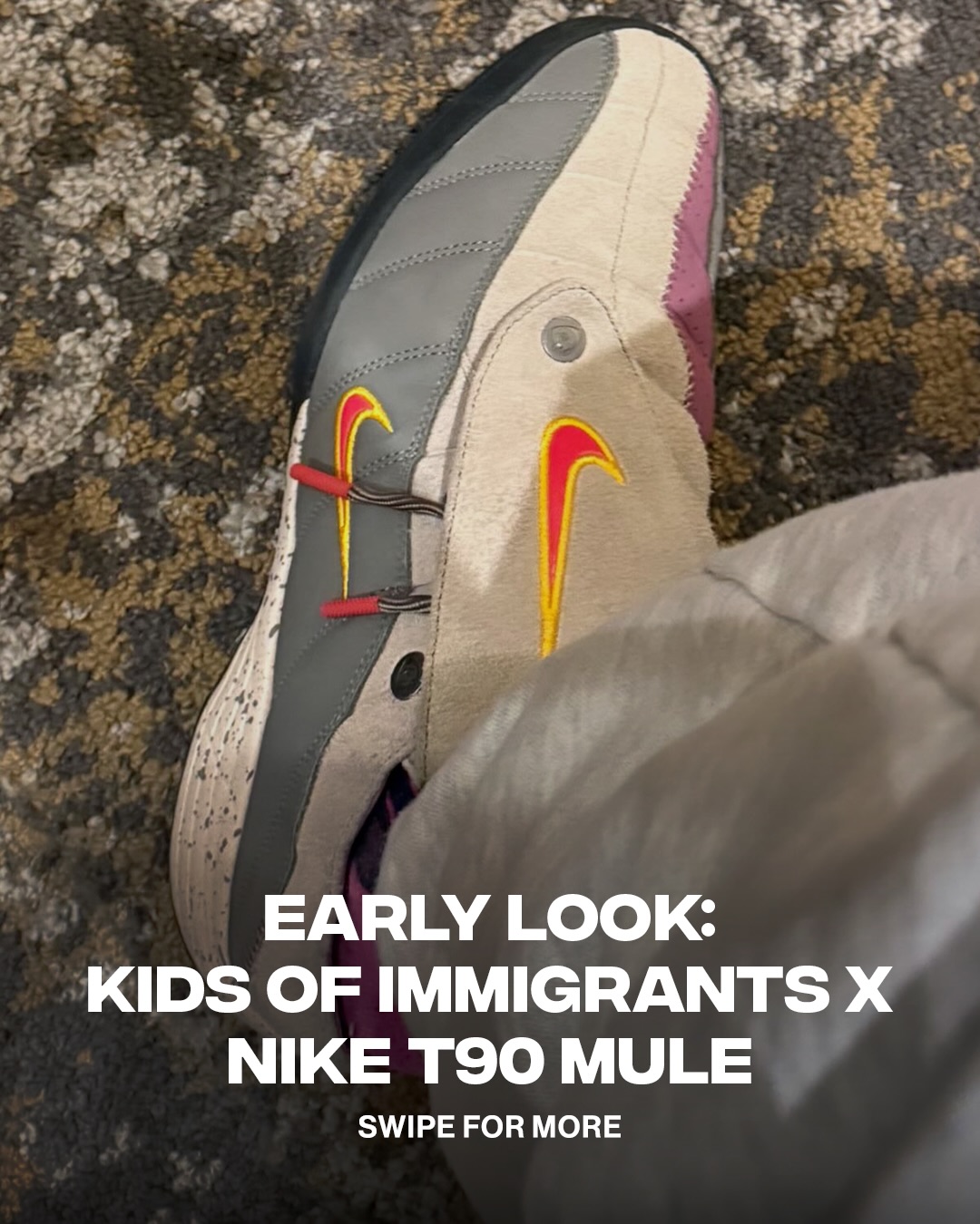 @danielbuezo gives an on-foot look at the Kids Of Immigrants x Nike T90 Mule as the World Cup approaches ⚽️👀

📸: @danielbuezo