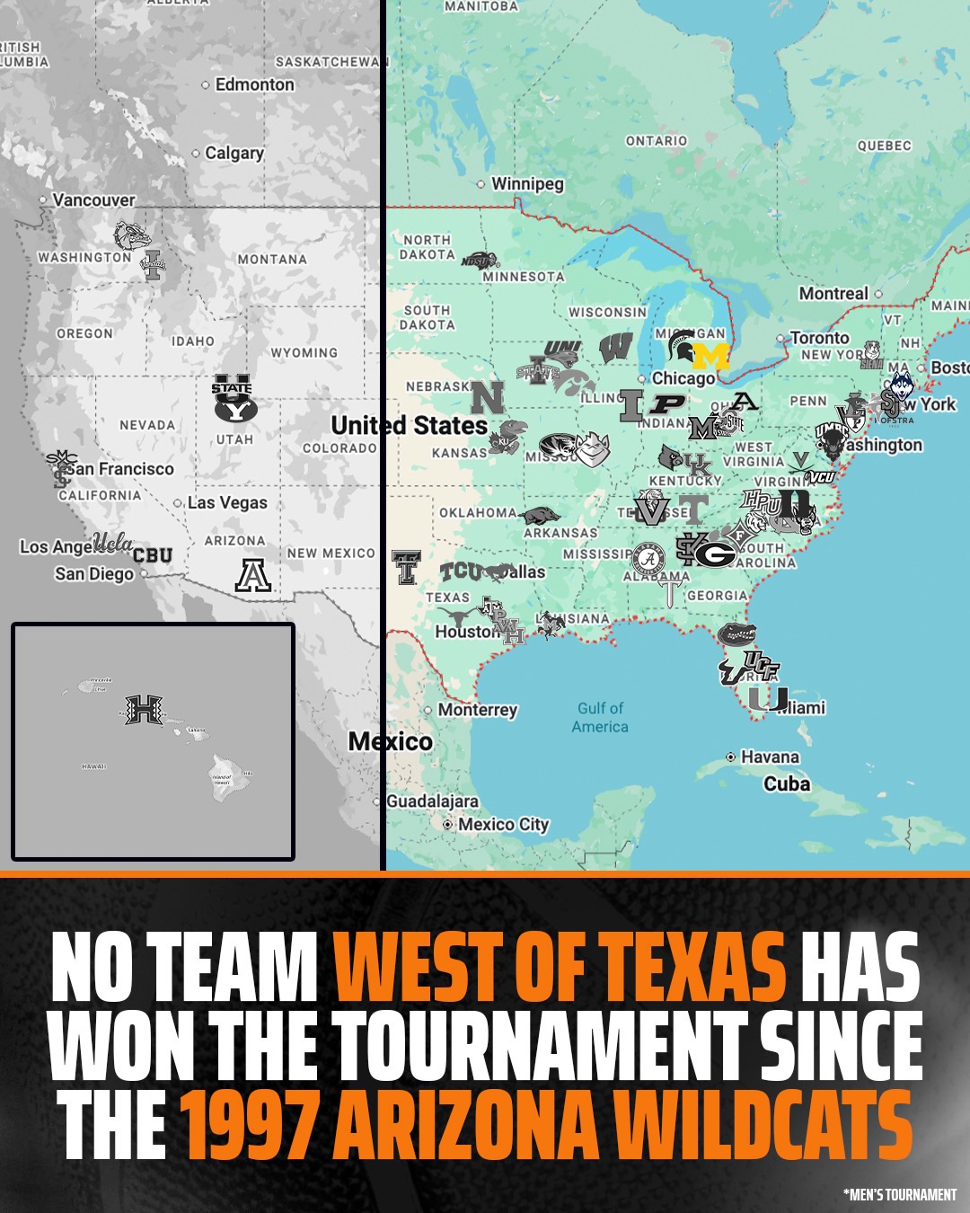 Another men’s tournament without a winner from the western portion of the United States 😳