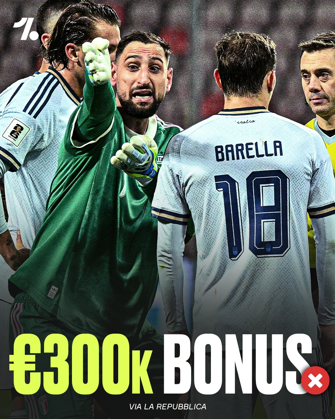 Italy’s players reportedly requested a bonus of €300K bonus to beat Bosnia in the World Cup qualifiers split across all 28 players according to La Repubblica 😳🇮🇹

The Italian federation rejected the request… and Italy went on to lose, missing out on the World Cup ❌