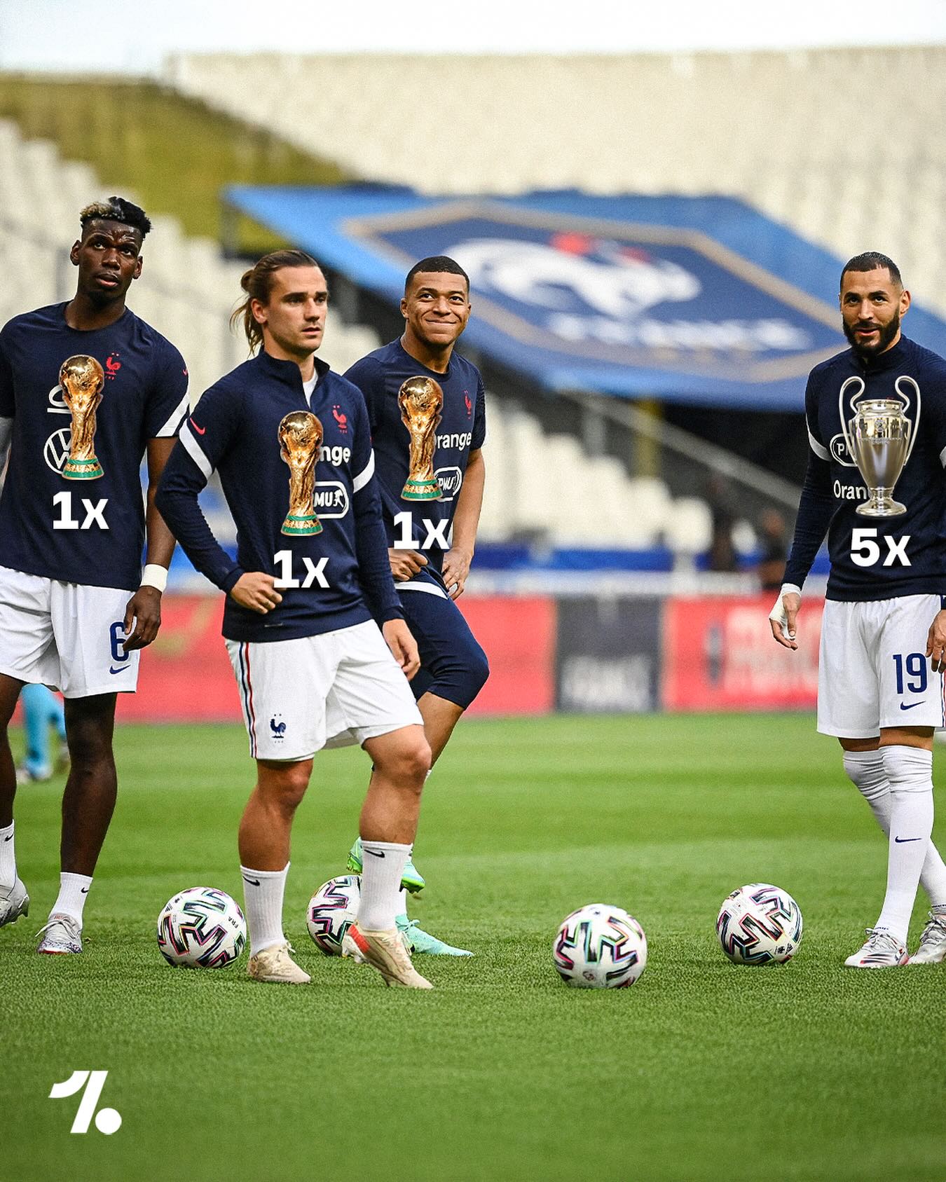 There’s 5 Champions League titles in this picture...all won by Karim Benzema, the only one of the four not to have won the World Cup with France 😳🏆