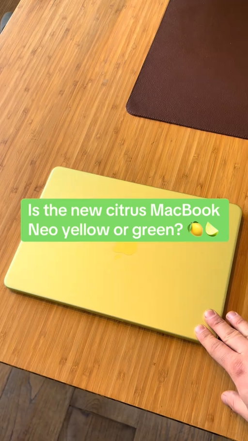 Apparently, people can’t decide whether the new Citrus MacBook Neo is yellow or green. So we held it next to some yellow and green things to find out, obviously.

#apple #macbook #macbookneo #tech #laptop