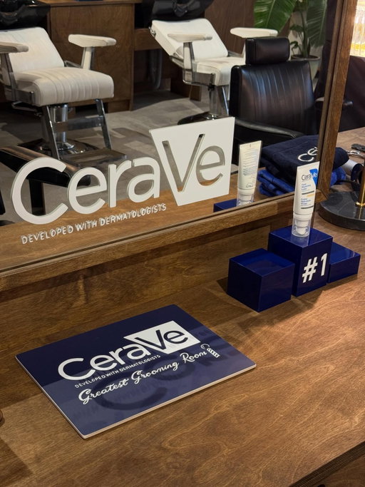 welcome to CeraVe’s Greatest Grooming Room 🫧💈 

our guests got a trim from @supply.91 and a CeraVe facial, finishing off with our facial moisturising lotion with spf 50 💙

our guests personalised a hat at our embroidery station, refuelled at our coffee and hydration bar and left with a fresh trim and a new skincare routine! it’s all in the details…