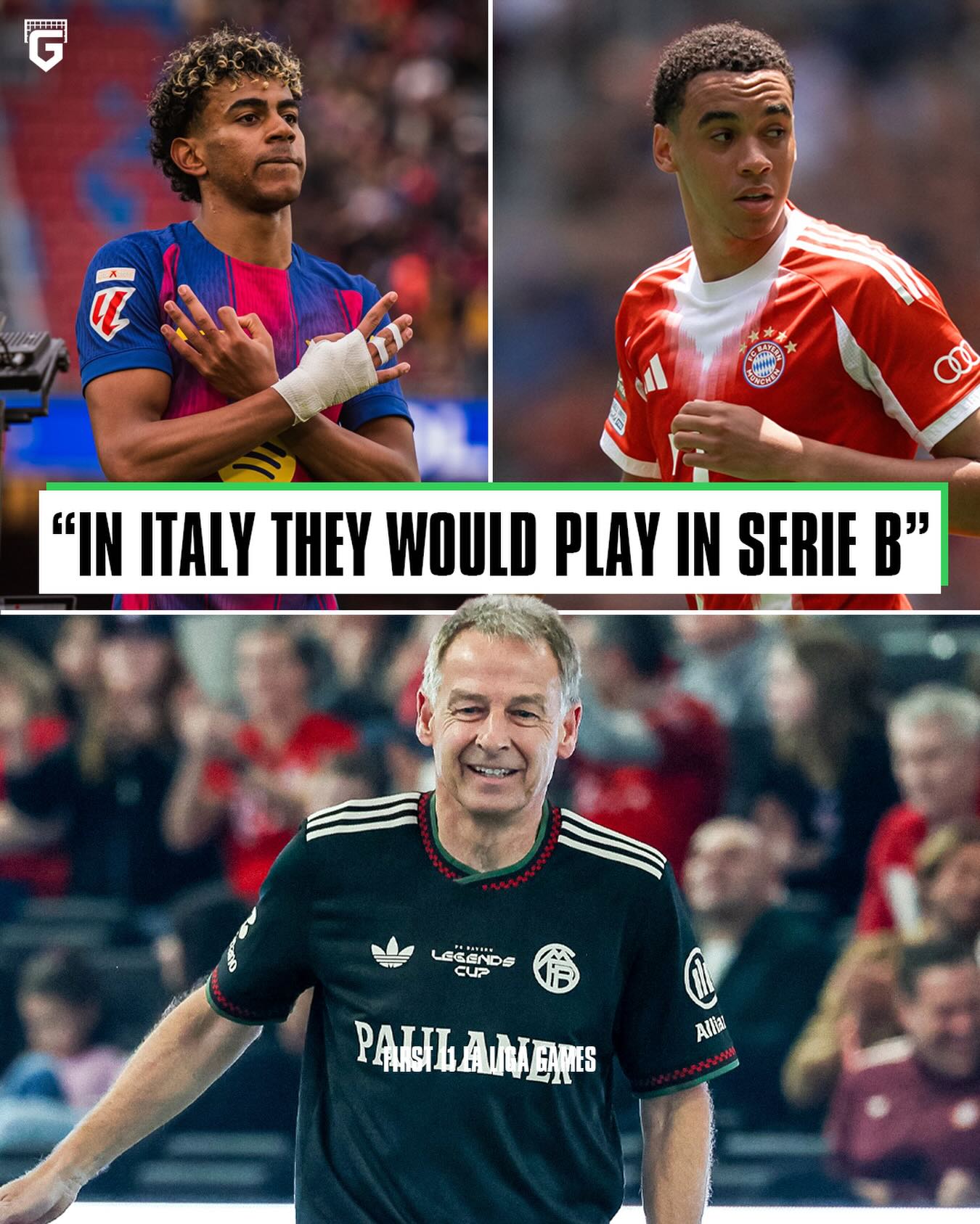 🗣🇩🇪 Jürgen Klinsmann: “In Italy, Lamine Yamal and Jamal Musiala would probably be playing in Serie B to gain experience… 😤

Italy is paying the price for its lack of leaders, technical players, and trust in young talent…” 🇮🇹