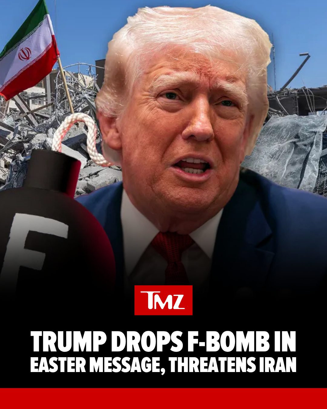 👀 President Donald Trump isn't sending warm and fuzzy vibes this Easter weekend ... he's dropping F-bombs and threatening Iran with "Hell."

Read more at the link in bio!