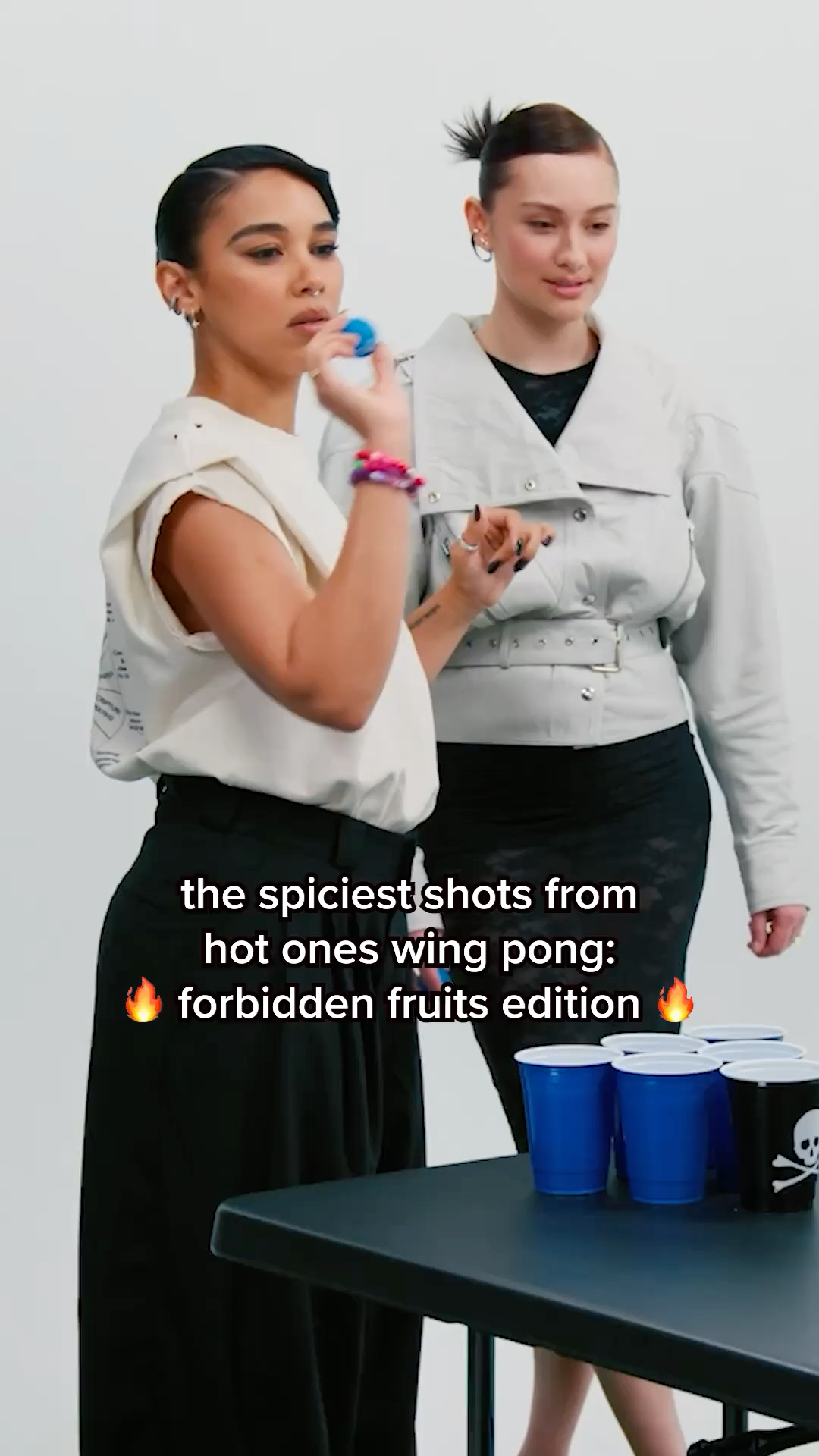 the cast of forbidden fruit's reaction to every wing on hot ones: wing pong 🥵🥵 #hotoneswingpong