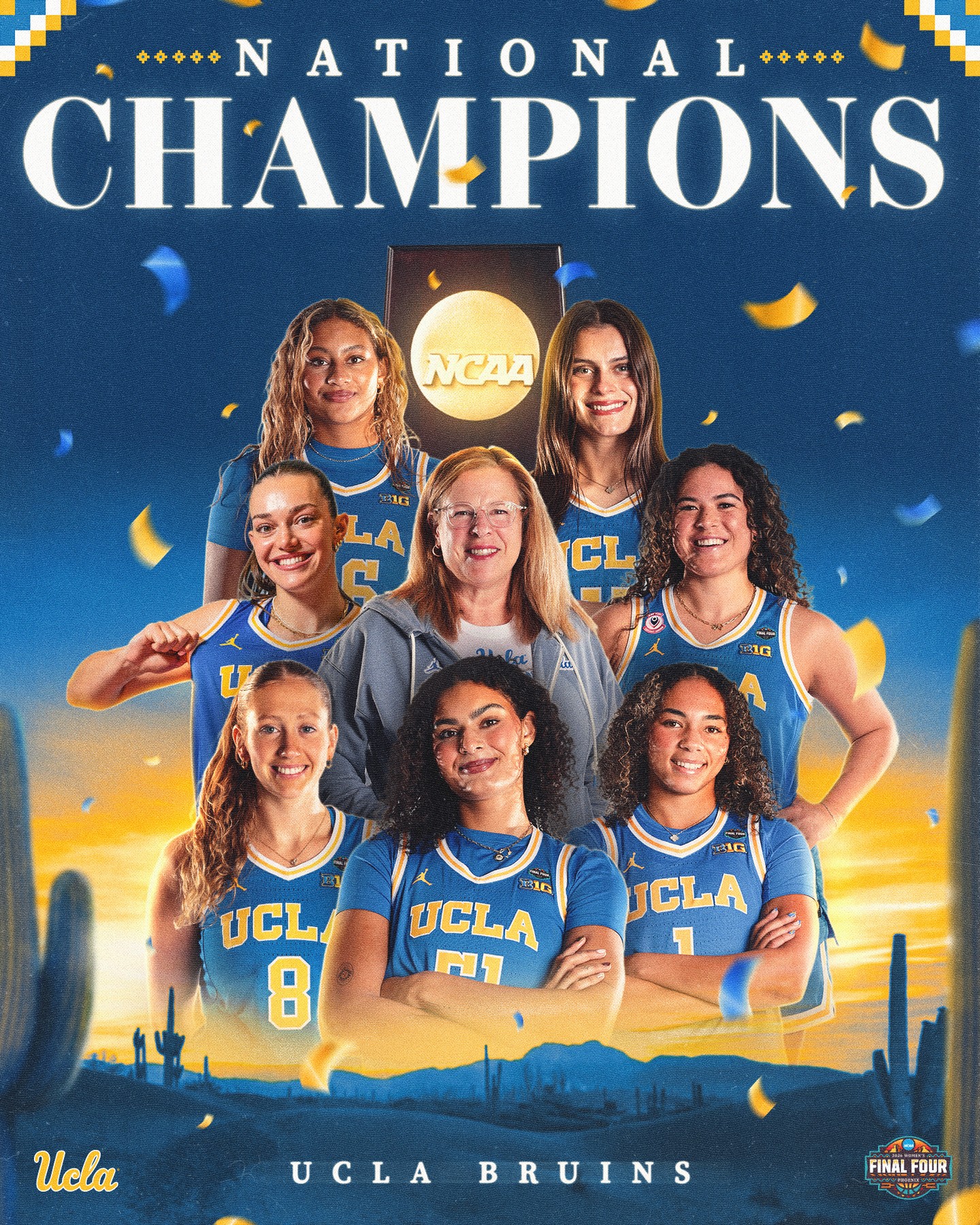FIRST. EVER. NCAA NATIONAL CHAMPIONS. UCLA. 🏆

UCLA defeats South Carolina to win the National Championship.

#WFinalFour