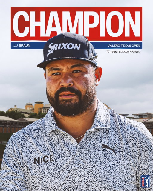 Texas two-step for J.J. Spaun!
 
He earns his second @ValeroTXOpen title on a soggy Sunday.