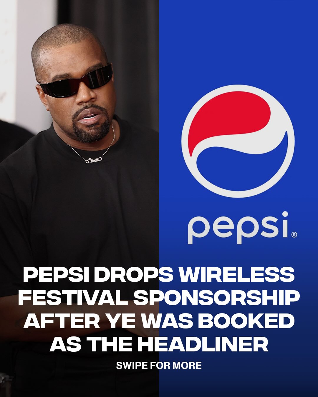 Pepsi officially drops out of Wireless 🎵

Pepsi withdrew sponsorship from Wireless Festival in London after backlash over Kanye West headlining all three days, confirming the decision shortly after the lineup announcement.

[📸: via/ GettyImages]