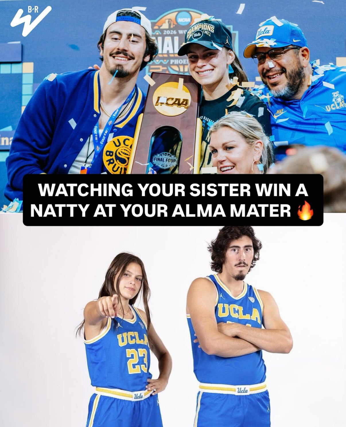 Miami Heat player, Jaime Jaquez Jr., flew into Phoenix after playing against the Wizards last night to support his young sister, Gabriela in the National Championship 🙌

Jaime played at UCLA 2019-2023.

Gabriela, a senior, dropped a game-high 21 PTS to lead the Bruins to their first-ever NCAA Title in program history 🏆

(via @brilewerkephoto, @uclaathletics)