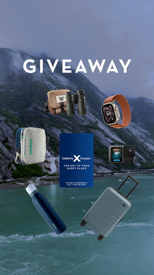 CELEBRITY SOLSTICE GIVEAWAY 🏔️🚢​
To celebrate the Renewed Celebrity Solstice sailing to Alaska, we’re giving away a bundle of our favorite travel essentials: ​

🔭 Binoculars for wildlife spotting​
💧 An Owala water bottle for the journey​
📸 A GoPro to capture every wow moment​
⌚ An Apple Watch to keep you on track​
 ​
Ready to explore? Here’s how to enter:​
1️⃣ Like this post ❤️​
2️⃣ Follow us​
3️⃣ Tag a friend who’d love this 🚢👯​

TERMS AND CONDITIONS:​
Giveaway closes April 24th at 11:59PM EST. One (1) grand prize winner will be chosen at random for a certificate to receive one (1) Double Occupancy Veranda Stateroom (or below category- pending availability) onboard a Celebrity Solstice 7-Night or less sailing (Approx. value: $2,000) (the “Prize”), (1) Go Pro (Approx Value: $350), (1) Owala FreeSip Twist Water Bottle (Approx Value: $40), (1) Patagonia Backpack (Approx Value: $55), (1) Apple Watch (Approx Value: $800),(1) Away Suitcase (Approx Value: $400), (1) Vortex optics Binoculars (Approx Value: $200). Winner will be contacted via Instagram direct message from @CelebrityCruises and must provide requested information by April 24th at 12:00AM EST. Only open to US residents who are 21 years or older and subject to all applicable laws and regulations. Employees of Celebrity Cruises Inc. and any respective related companies, and their immediate families and households are not eligible. Prize may only be redeemed and used by the Winner and cannot be transferred, sold, or gifted in any way. This giveaway is in no way associated with, endorsed, or sponsored by Instagram or Facebook.​
​
Restrictions: Valid for any 7-night or less Celebrity Cruises sailing through 12/31/2026. Excludes Thanksgiving, Christmas and New Year’s Sailings, Galapagos, Alaska Cruise tours, and blackout dates. Based on availability.