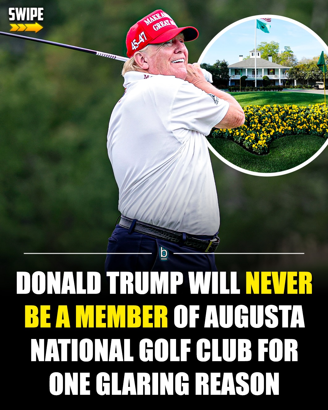 Dwight D. Eisenhower is the only former United States president to be inducted as a member of the legendary Augusta National Golf Club, and you shouldn’t expect sitting president Donald Trump to join him anytime soon. ⛳️

Eisenhower, the country’s 34th president, was inducted into the club in 1948, prior to his term as president. He was an avid golfer and even had a tree named after him on the 17th hole before it was removed following an ice storm in 2014.

But no other president has ever been admitted into the illustrious club, and there’s a reason for that. It’s the same reason that Donald Trump almost certainly won’t be the second name on that list. 👎

While Augusta National’s membership includes a number of CEO’s and executives, most of them keep a fairly low profile and don’t draw attention to themselves or the club.

That is, of course, not the case with Trump. Which is why famed swing coach Butch Harmon says that he almost certainly won’t be admitted into the club anytime soon. 👇

🗣️ - “I think you can answer that yourself – because he’s Trump. I think he is who he is. He’s full of himself. He’s the type of person that I don’t think fits the profile of an Augusta member,” said in an interview with The Telegraph.

“I’ve known him most of my whole life, because his father was a member of Winged Foot. What you see is what you get with him. And I don’t think his personality fits the membership at Augusta.” 🤷‍♂️

“And it doesn’t matter that he is president. I don’t think that has anything to do with it, because there’s been a lot of other presidents who played golf, and they’re not members.”

[Bill] Clinton, [Barack] Obama, they played golf. I think it’s just his personality doesn’t mix with that particular club. That’s as politically correct as I can be.” 🏌️‍♂️

Harmon’s answer shouldn’t come as a surprise. The one thing that Augusta National has always stressed is that no member is bigger than the club.

Follow 👉 @brobible for all things “dude” 😎 

#trump #golf #themasters #pgatour