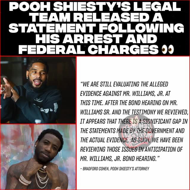 #PoohShiesty Legal Team Just Broke Their Silence Following His Arrest And Federal Charges 👀

On Monday (April 6), Bradford Cohen, the rapper’s legal counsel, provided a statement regarding the alleged evidence against Pooh Shiesty, born Lontrell Williams Jr.

“We are still evaluating the alleged evidence against Mr. Williams, Jr. at this time,” he said. “After the bond hearing on Mr. Williams Sr. and the testimony we reviewed, it appears that there is a significant gap in the statements made by the government and the actual evidence. As such, we have been reviewing those issues in anticipation of Mr. Williams, Jr. bond hearing.”

Pooh Shiesty, his father, Big30 and six other co-conspirators are accused of kidnapping and robbing Gucci Mane after Pooh set up a meeting to discuss his recording contract with Gucci. Pooh reportedly pulled out a gun and forced Gucci to sign Pooh’s release from the contract. Several of the men robbed all three victims and Big30 barricaded the door with his body to prevent anyone from escaping.

All nine defendants are federally charged with kidnapping and conspiracy to commit kidnapping. If convicted, each defendant faces a sentence of up to life in prison.

#Explore #ExplorePage #Trending #Viral