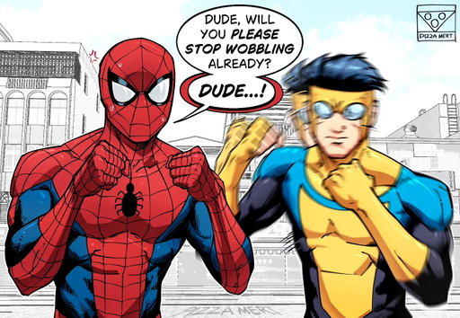 Spider-Man meets (wobbly) Invincible

#spiderman #invincible #fanart