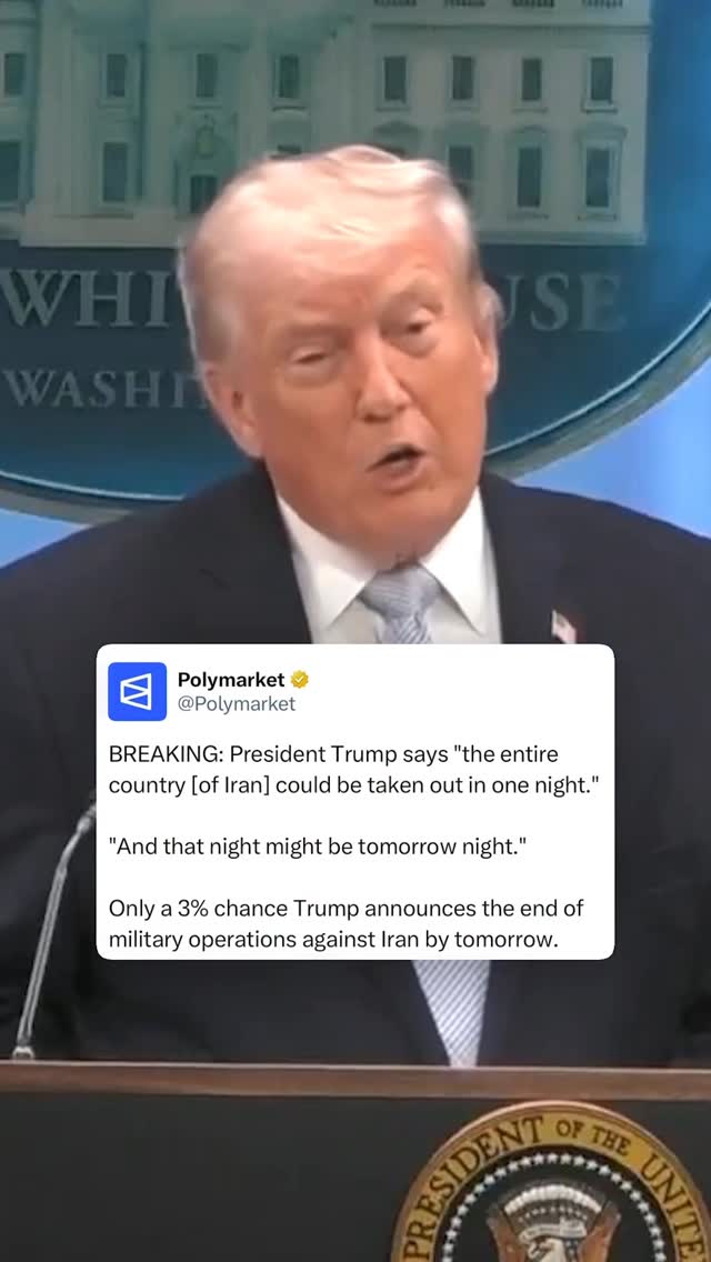 Preside Trump said Iran could be “taken out in one night,” adding that “that night might be tomorrow night,” during a White House press conference in Washington as he issued a deadline for Tehran to make a deal or face expanded U.S. strikes.