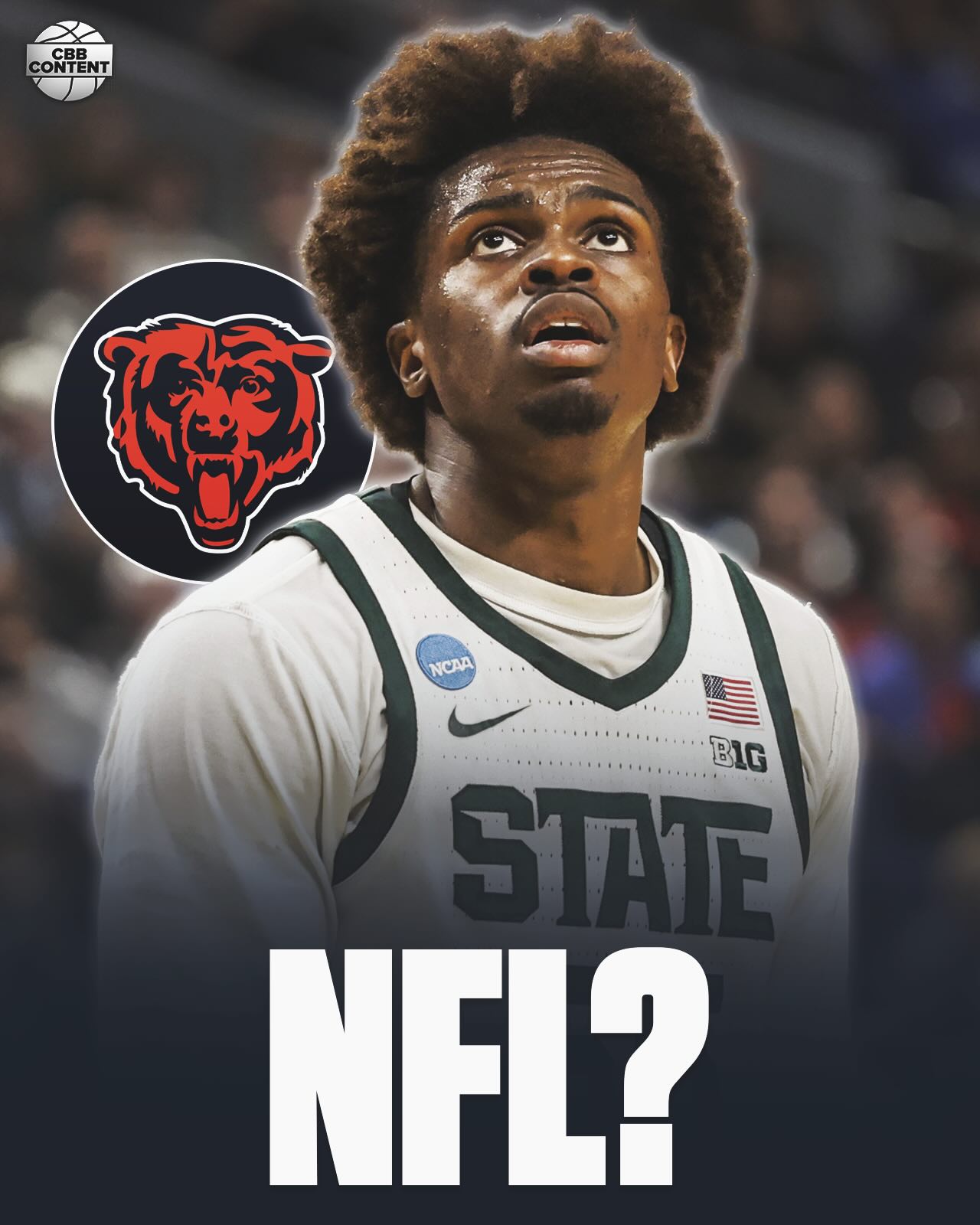 NFL teams, including the Chicago Bears, have shown heavy interest in Michigan State forward Coen Carr, he stated. 👀

The 6-6 rising senior has reportedly recorded a 51.5 inch vertical. Considered the best dunker in college basketball. 

(via @iamathlete/IG)