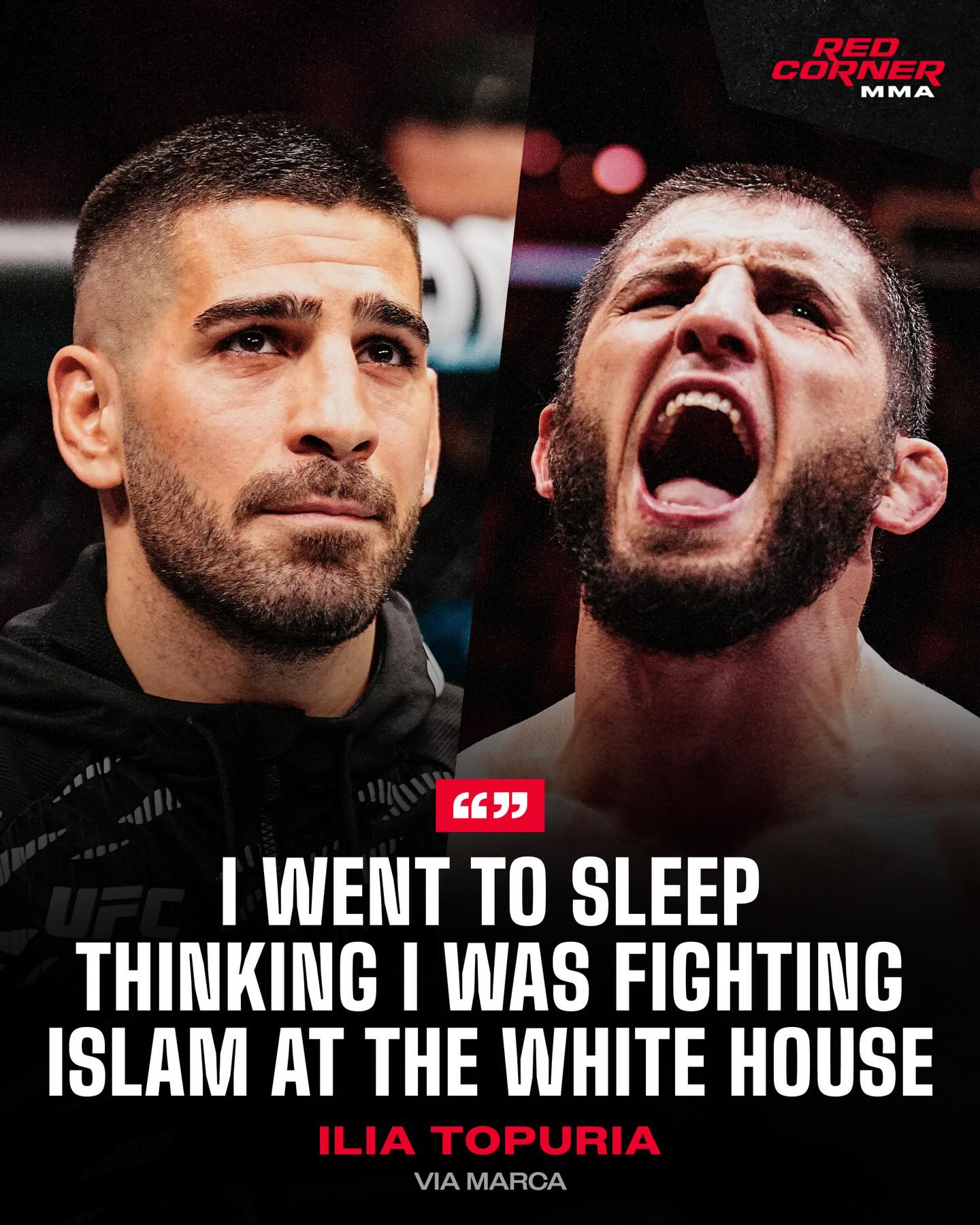 Ilia Topuria says he thought he was fighting Islam Makhachev at the White House as he went to sleep, until he woke up to find Justin Gaethje as his opponent 😳

“I went to sleep knowing and thinking that I was going to fight Islam Makhachev… I didn’t wake up; I was woken up by many phone calls saying it was going to be against Justin.

I don’t get my feelings or emotions involved in things that are out of my control. If it were my mistake, maybe I’d worry… but since it’s not, what can I do?”

Via @marca