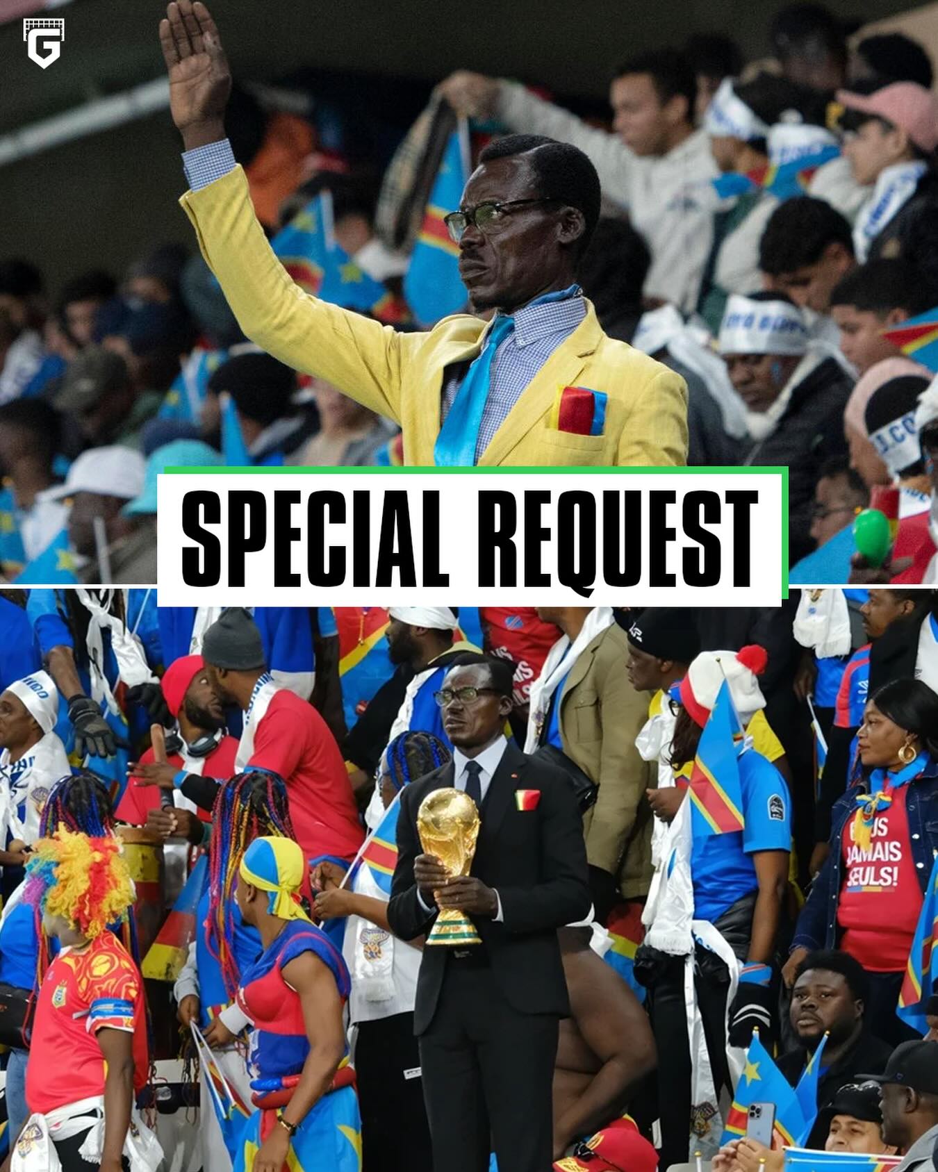 DR Congo’s players have made a special request to the President... 🇨🇩

They want to see Lumumba accompany the team during the World Cup — even if it means officially including him in the delegation and covering everything needed for his presence 👏😍

After his support during the AFCON, it would be amazing to see him at the World Cup as well ❤️