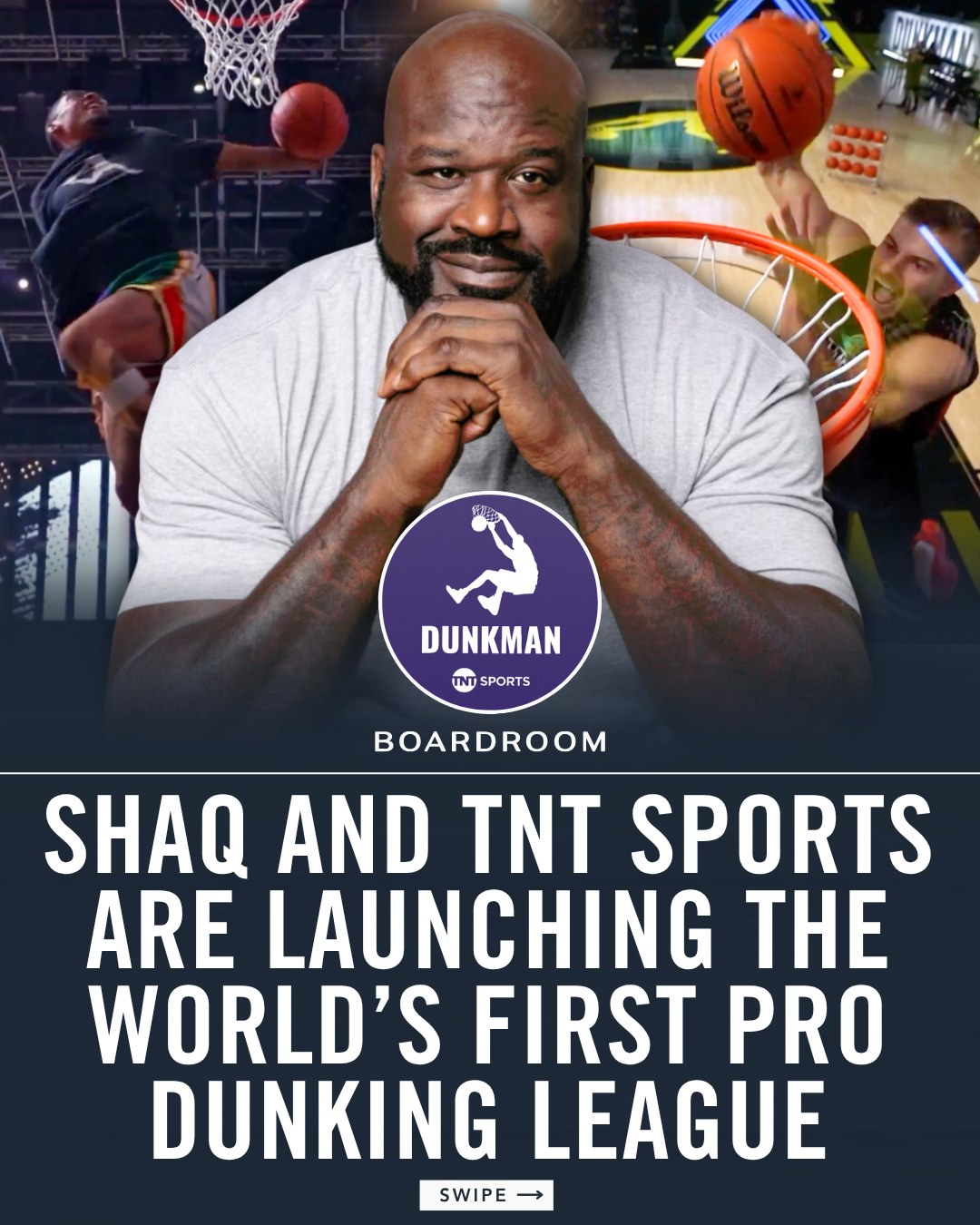 EXCLUSIVE: Shaquille O’Neal is stepping in as commissioner of ‘DUNKMAN,’ a new global competition platform set to launch in summer 2026 that will feature 24 elite dunkers competing across four group-stage events for a $500,000 prize.⁠
⁠
The league introduces an Olympic-style scoring system and a season-long format designed to give pro dunkers consistent exposure beyond traditional one-night contests.⁠ "The best vs. the best, across five live events, using an Olympic-level scoring system, and putting up the biggest prize money in dunk history," Shaq told Boardroom.⁠
⁠
Events will air across TNT, TBS, TruTV, and HBO Max, with additional content on Bleacher Report, House of Highlights, and YouTube.⁠
⁠
(🎥: @dunkmanofficial)