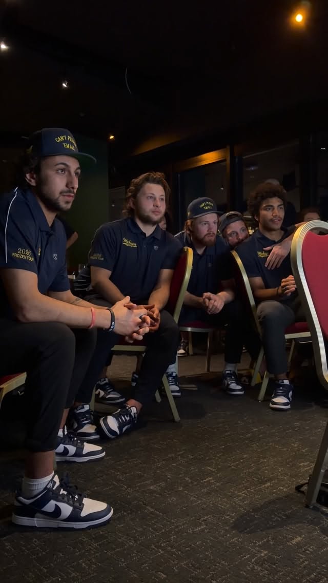 Michigan Hockey watches @umichbball win the national championship from Vegas