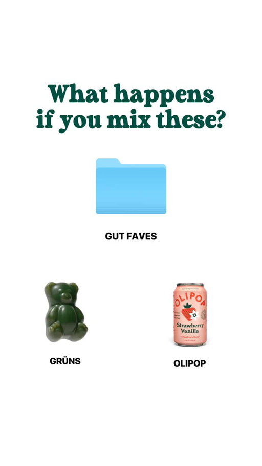 The "Gut Faves" folder is open. And a green bear and a strawberry are front and center. Something big is coming… 👀