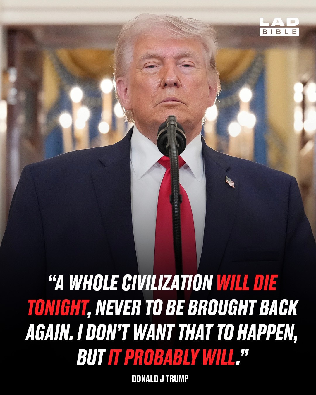 Donald Trump has warned that “a whole civilisation will die tonight” unless Iran agrees to reopen the Strait of Hormuz before his 20:00 EDT deadline on Tuesday.⁠
⁠
The US President also claimed that “something revolutionarily wonderful can happen” before the cut-off, as tensions continue to rise. Iran has reportedly said it will respond in kind to any US strikes on civilian infrastructure by targeting sites in Gulf states. US forces are also said to have carried out fresh strikes on military targets on Kharg Island, a key oil export terminal.⁠
⁠
Meanwhile, Iranian state media reports two people have been killed following a strike on a bridge in Kashan. This comes after Israel warned civilians not to use trains “for the sake of your security”, while the Israeli military says Iran has launched further missiles, with several Gulf nations reporting strikes overnight.⁠
⁠
#worldnews #breaking #ladbible