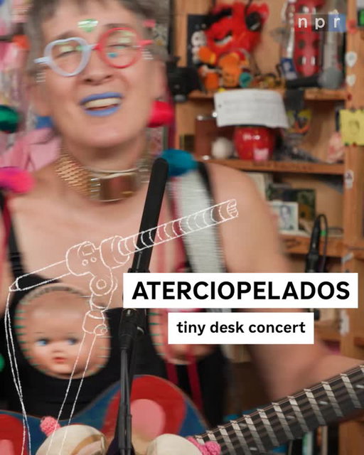 #tinydesk • @aterciopelados brings its psychedelic universe to the Tiny Desk, complete with ceramic decorations and a quilted flag handmade by Andrea Echeverri herself. 🌈⁠
⁠
Tap the link in our bio to watch the full performance only on npr.org/tinydesk or @nprmusic's YouTube ❗️⁠
⁠
Photo: @kara_frame | Kara Frame/NPR⁠